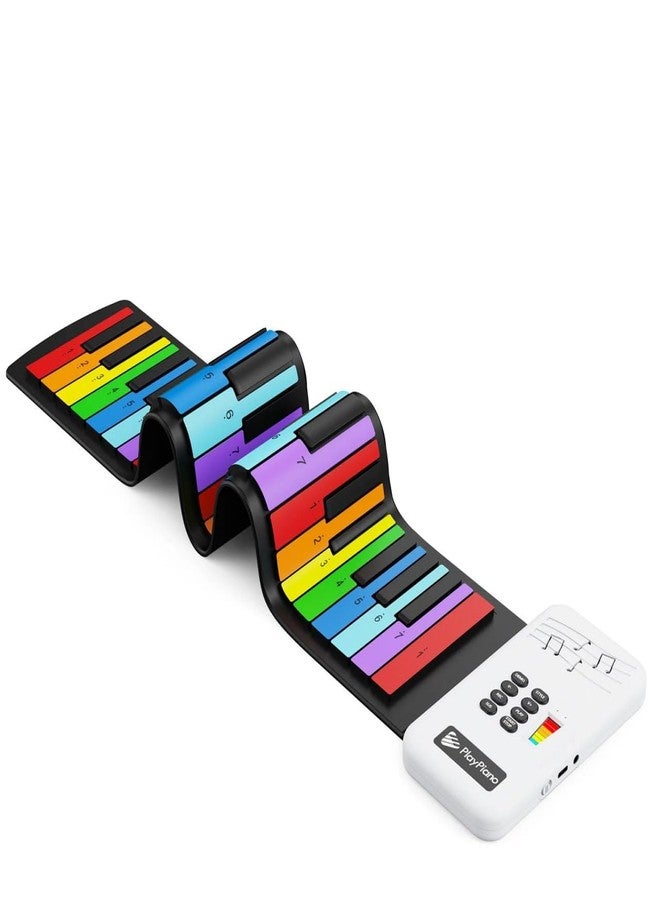 DERIKO Rainbow Roll Up Piano, 49-Key Flexible Electronic Keyboard with Built-in Speaker, 47 Tones, Portable Educational Music Toy for Kids, Birthday and Holiday Gift (1) - Image 2